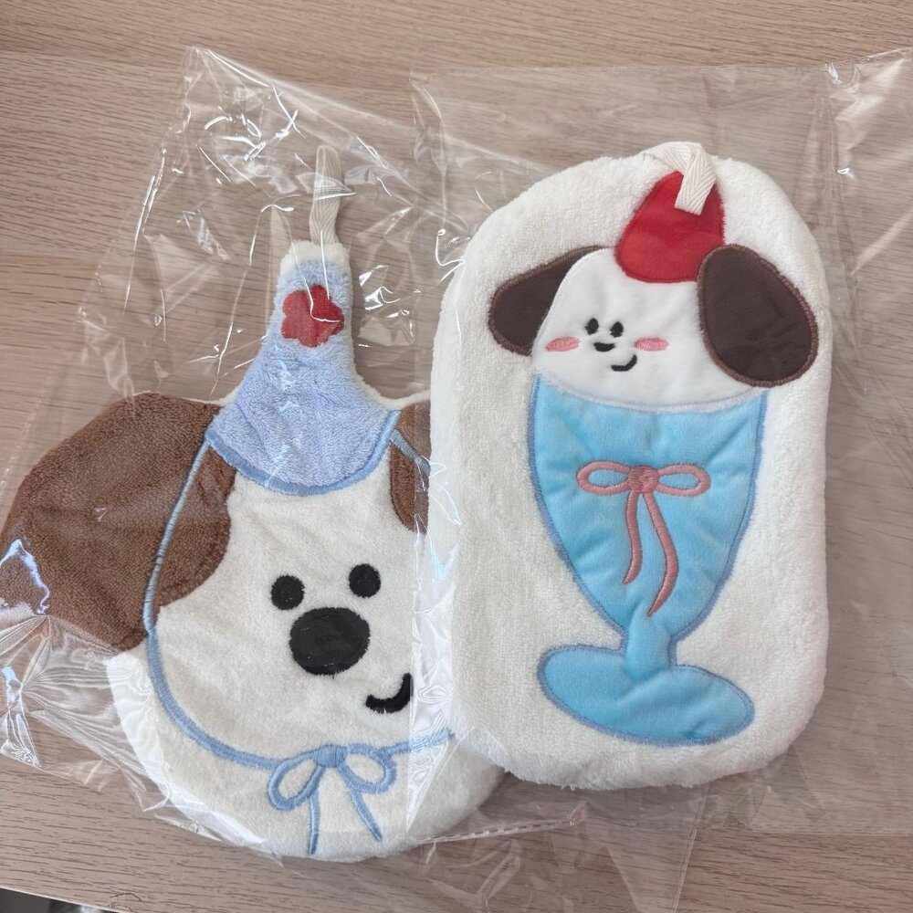 Cute Kawaii Dog Kitchen Hand Towels Set of 2 Plush Towels